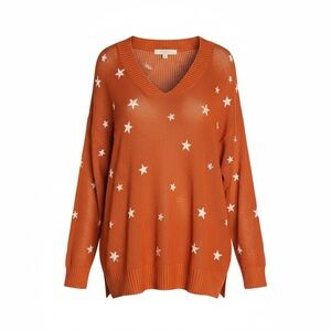 Umgee V-Neck Orange Star Sweater